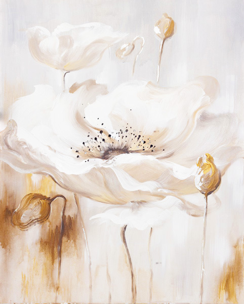 PXYW606 Wall décor art oil on canvas floral white flowers